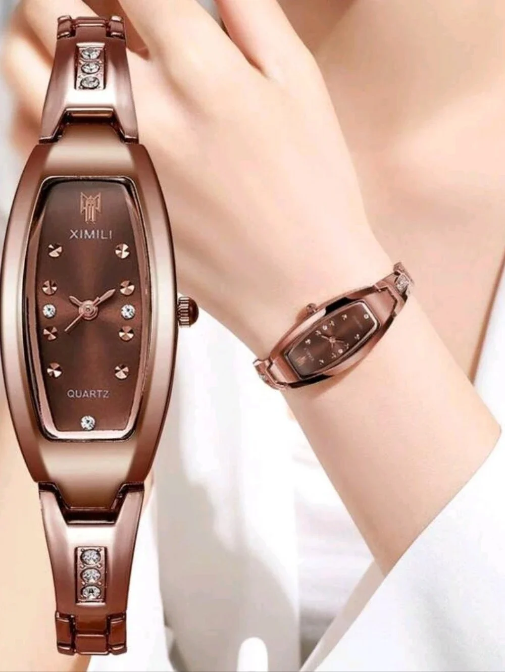 Women Brown Slim Elegant  CLassy Quartz Watch